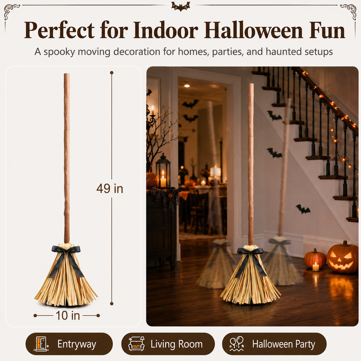 🪄Floating Witch's Broom – Haunted Dancing Broom🧙♀️