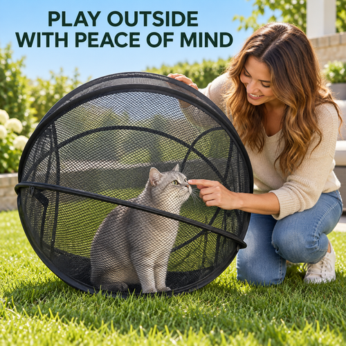 🐱 Pop-Up Cat Playpen – 32" Breathable Mesh Indoor & Outdoor Pet Enclosure
