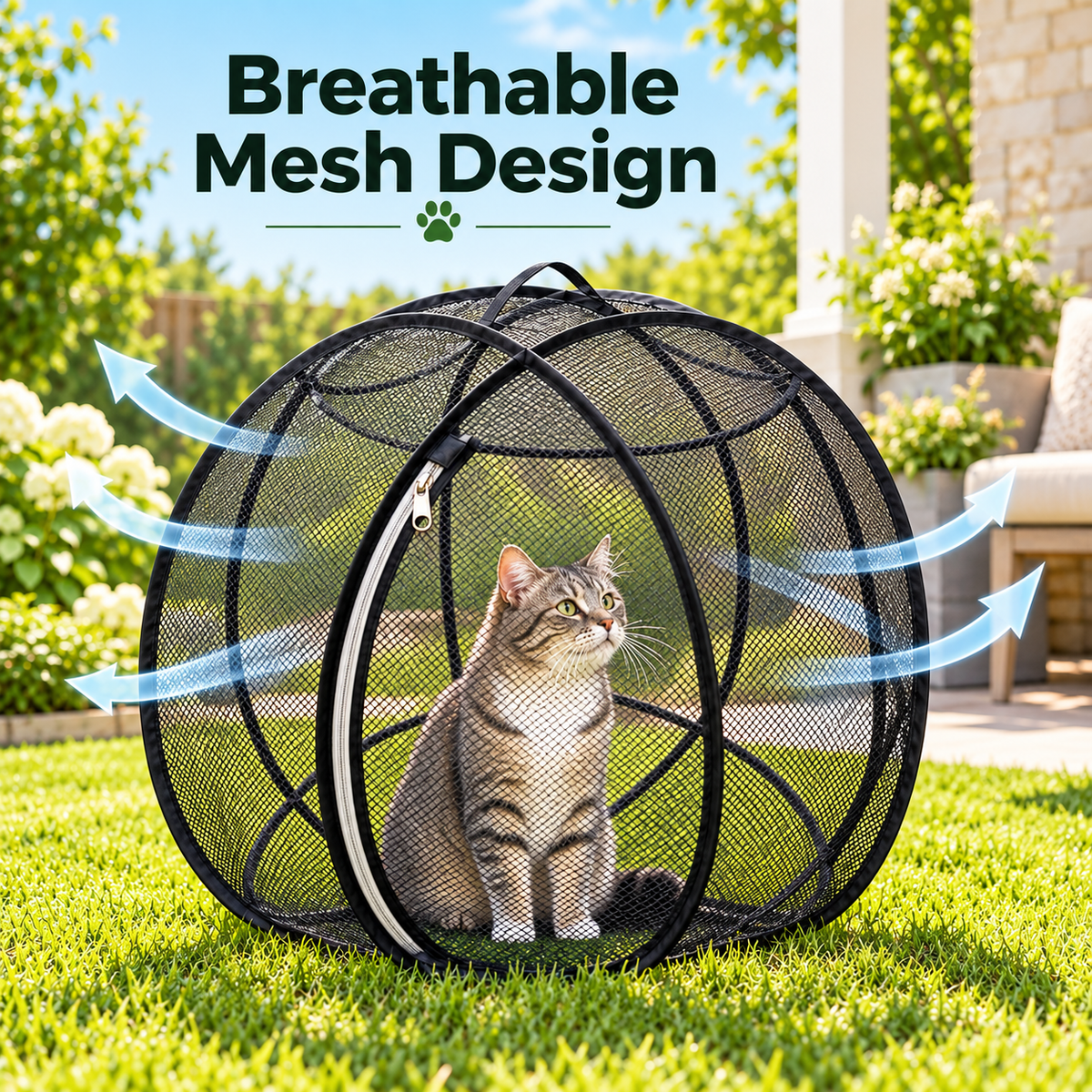 🐱 Pop-Up Cat Playpen – 32" Breathable Mesh Indoor & Outdoor Pet Enclosure