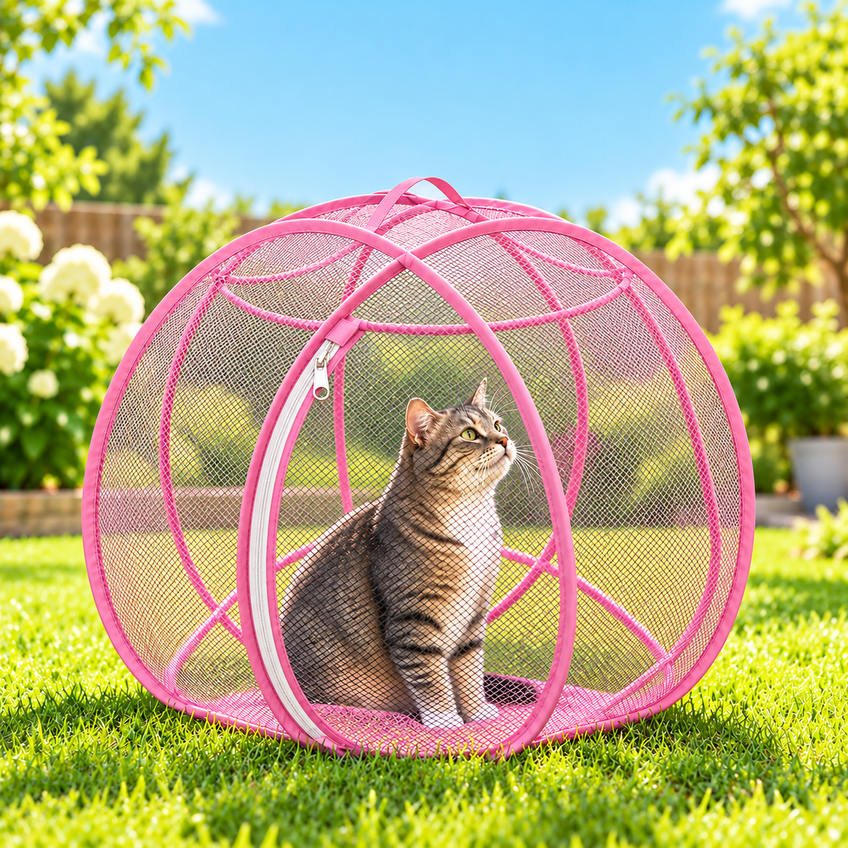 🐱 Pop-Up Cat Playpen – 32" Breathable Mesh Indoor & Outdoor Pet Enclosure