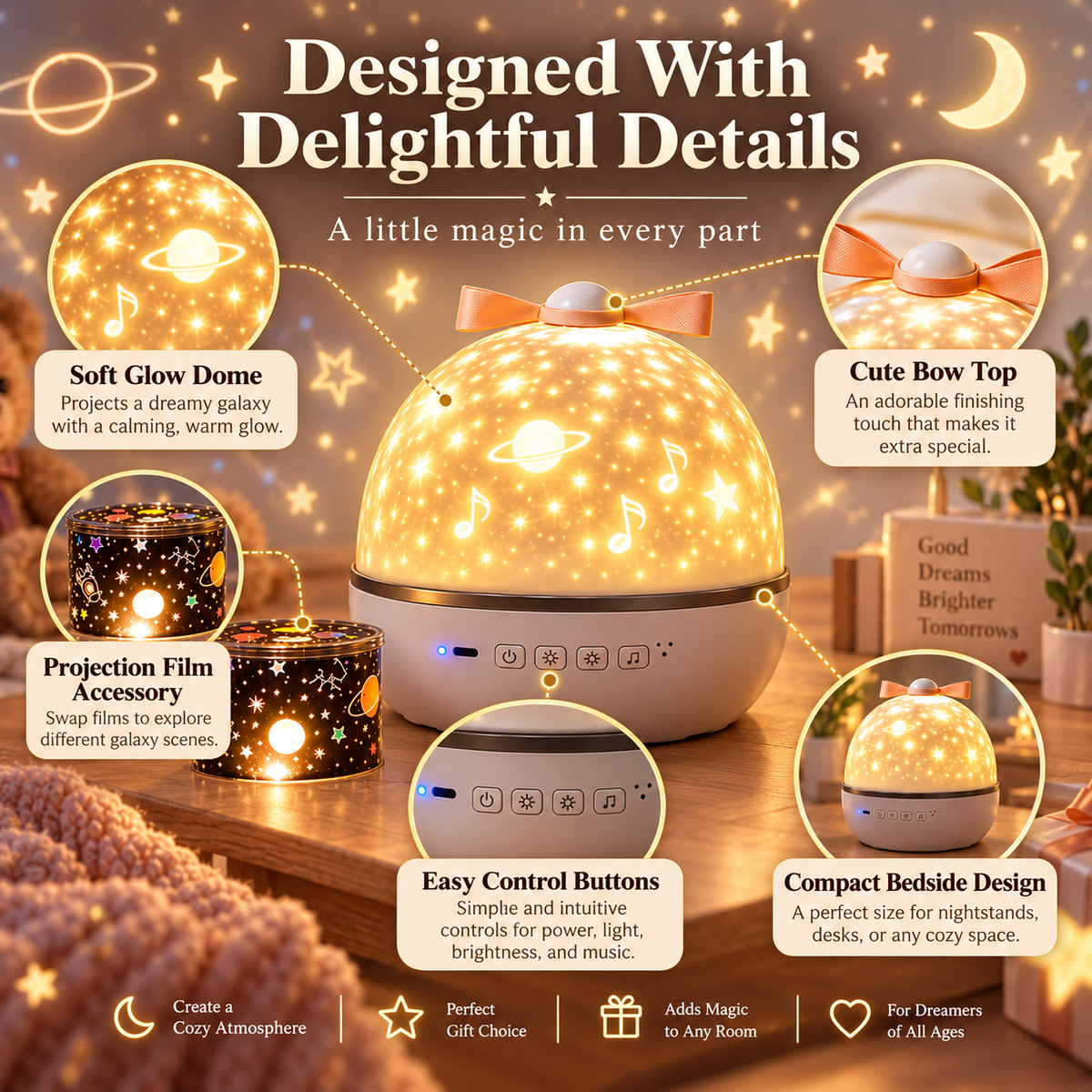 LAST DAY 60% OFF 🔥🔥Galactic Glow Night Light (LED Projector)✨