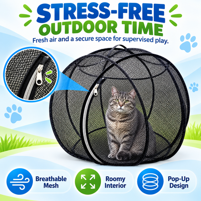 🐱 Pop-Up Cat Playpen – 32" Breathable Mesh Indoor & Outdoor Pet Enclosure