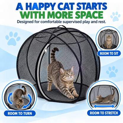 🐱 Pop-Up Cat Playpen – 32" Breathable Mesh Indoor & Outdoor Pet Enclosure