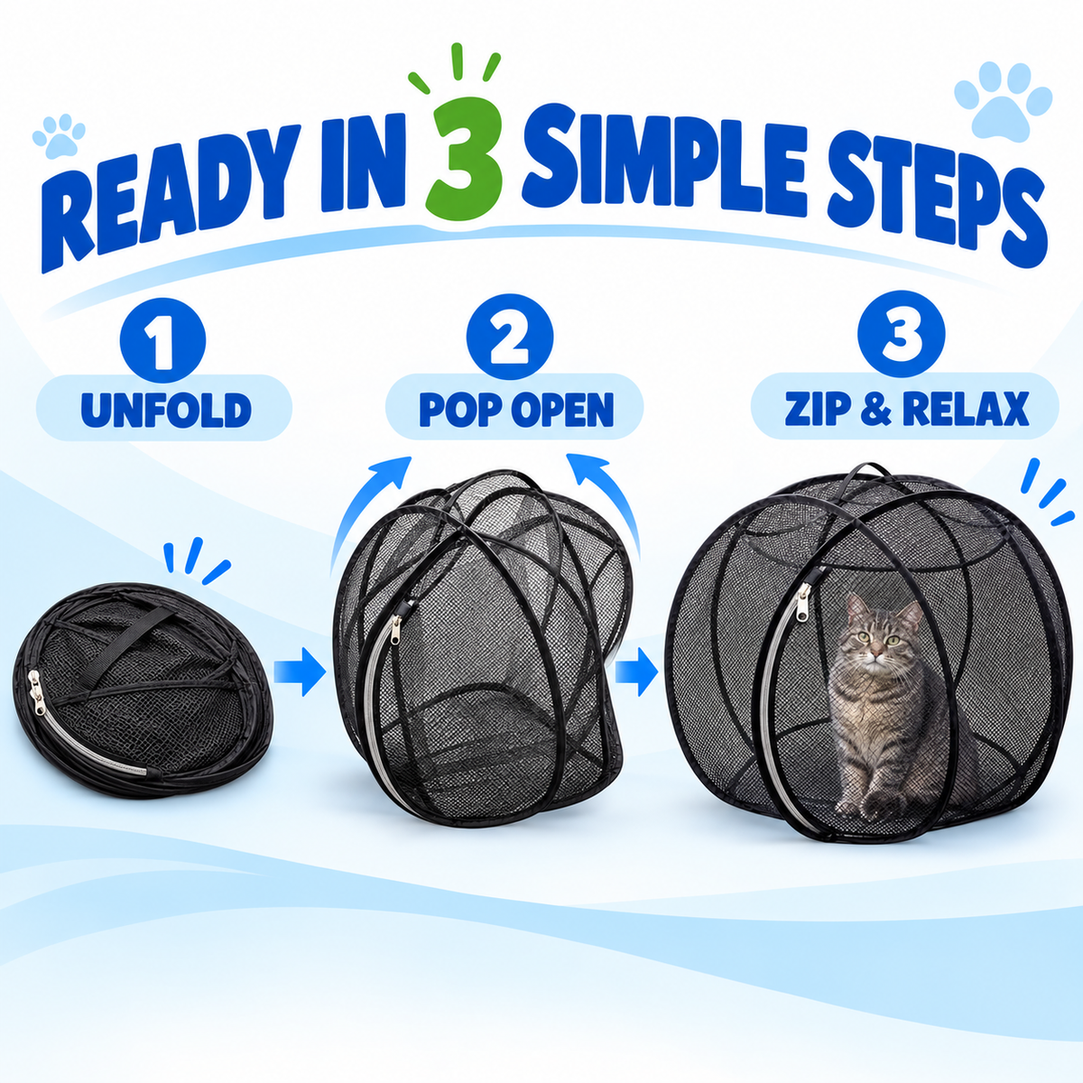 🐱 Pop-Up Cat Playpen – 32" Breathable Mesh Indoor & Outdoor Pet Enclosure