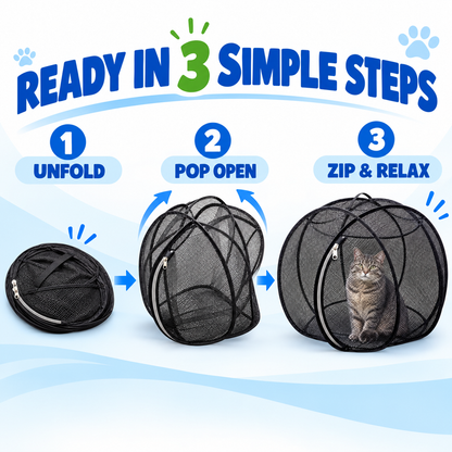 🐱 Pop-Up Cat Playpen – 32" Breathable Mesh Indoor & Outdoor Pet Enclosure